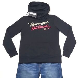 Harley-Davidson Graphic Pullover Hooded Sweatshirt HD Chest Logo Hoodie Pocket